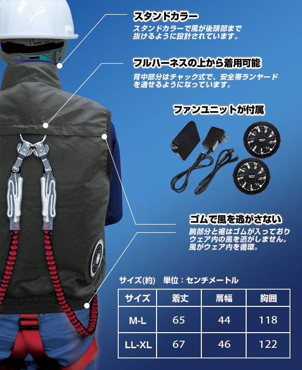 高密度 空調ベスト™(フルハーネス対応)フルセット