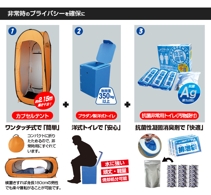 カプセルテント防災トイレ3点セット